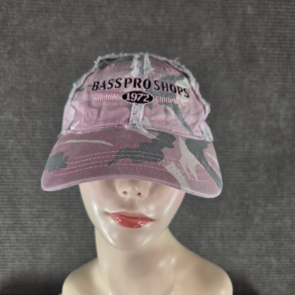 Bass Pro Shops Womens OSFM Pink Camo Distressed Original 1972 Baseball Cap